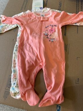 Carter's Coral Pink Footed One-Piece with Hedgehog Graphic